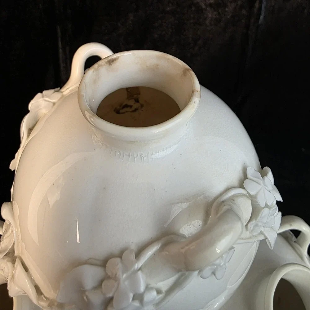 1877 Antique Royal Worcester‎ Aesthetic Movement Four Well Globe Bud Vase White